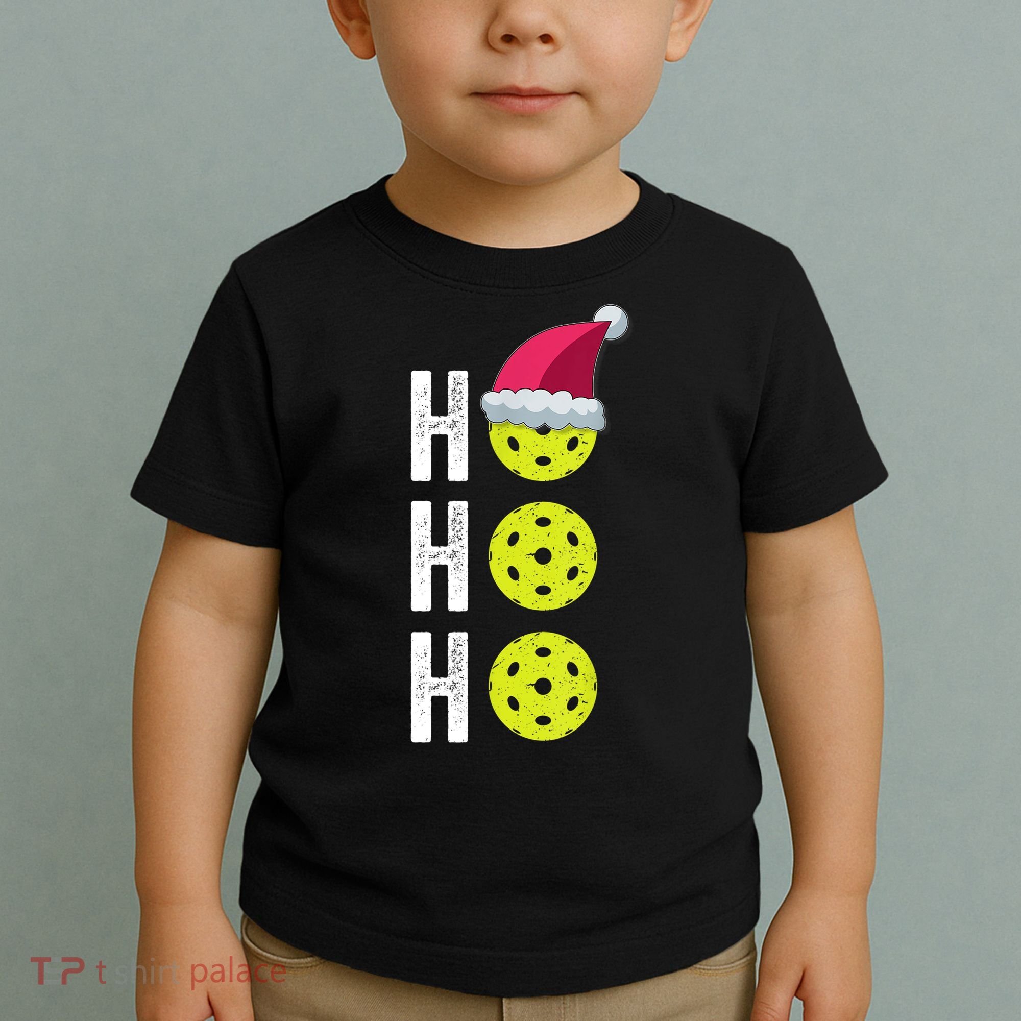 Pickleball Christmas Funny Santa Hat Holiday Ho Ho Ho Gift TShirt Toddler T-Shirt