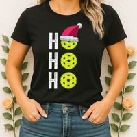 Pickleball Christmas Funny Santa Hat Holiday Ho Ho Ho Gift TShirt Women's T-Shirt thumb 2