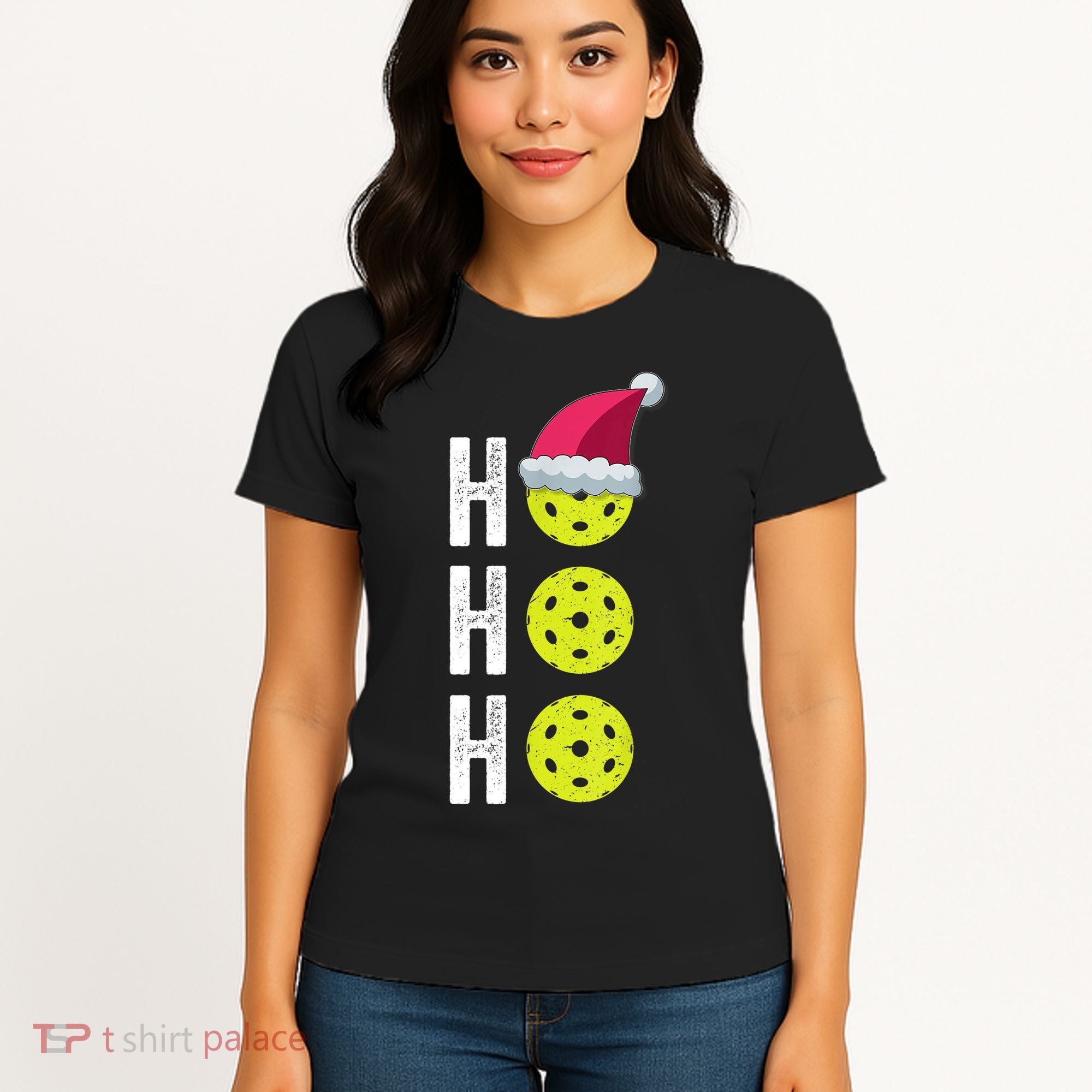 Pickleball Christmas Funny Santa Hat Holiday Ho Ho Ho Gift TShirt Women's T-Shirt