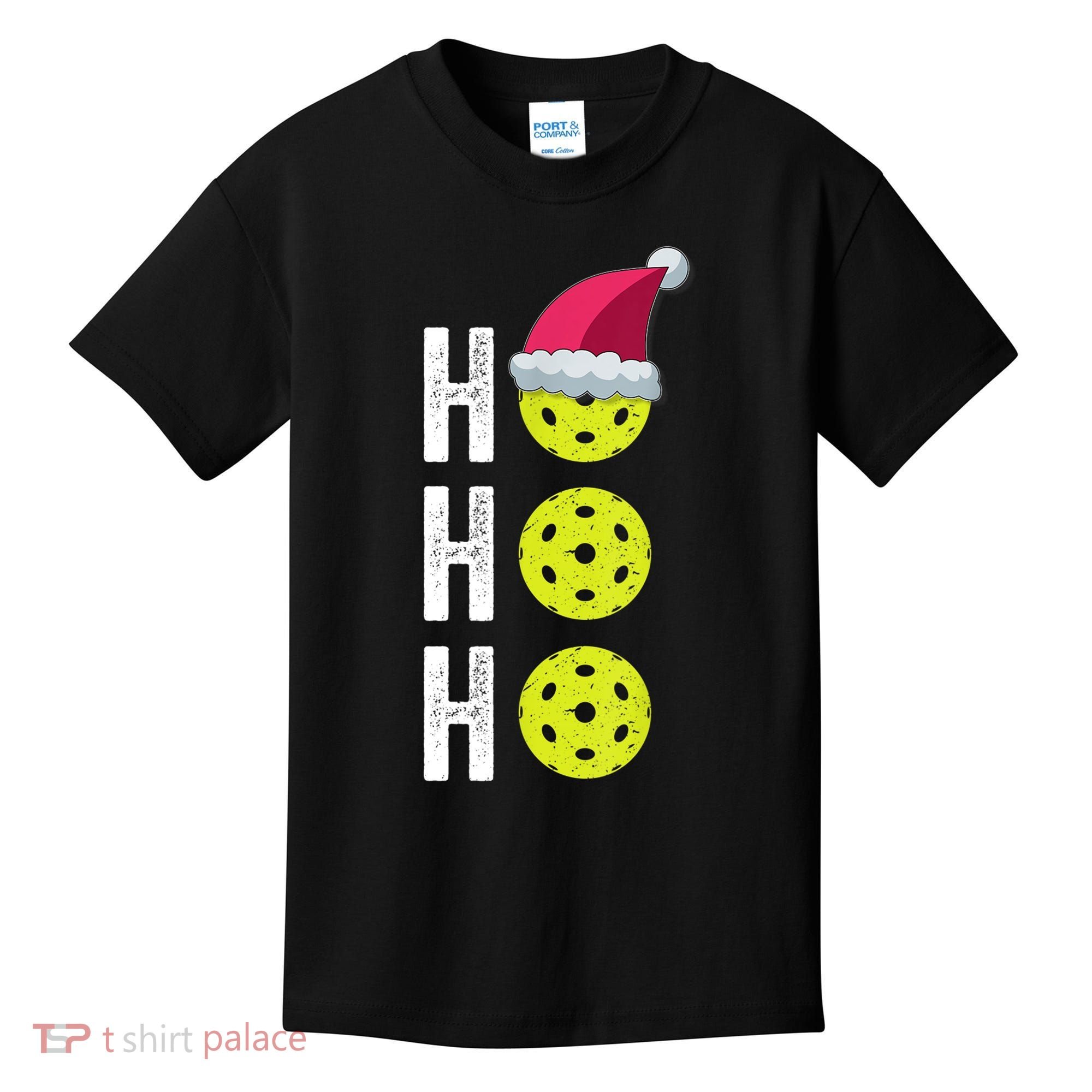 Pickleball Christmas Funny Santa Hat Holiday Ho Ho Ho Gift TShirt Kids T-Shirt