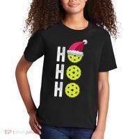 Pickleball Christmas Funny Santa Hat Holiday Ho Ho Ho Gift TShirt Kids T-Shirt thumb 2