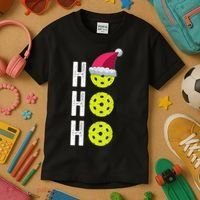 Pickleball Christmas Funny Santa Hat Holiday Ho Ho Ho Gift TShirt Kids T-Shirt thumb 3
