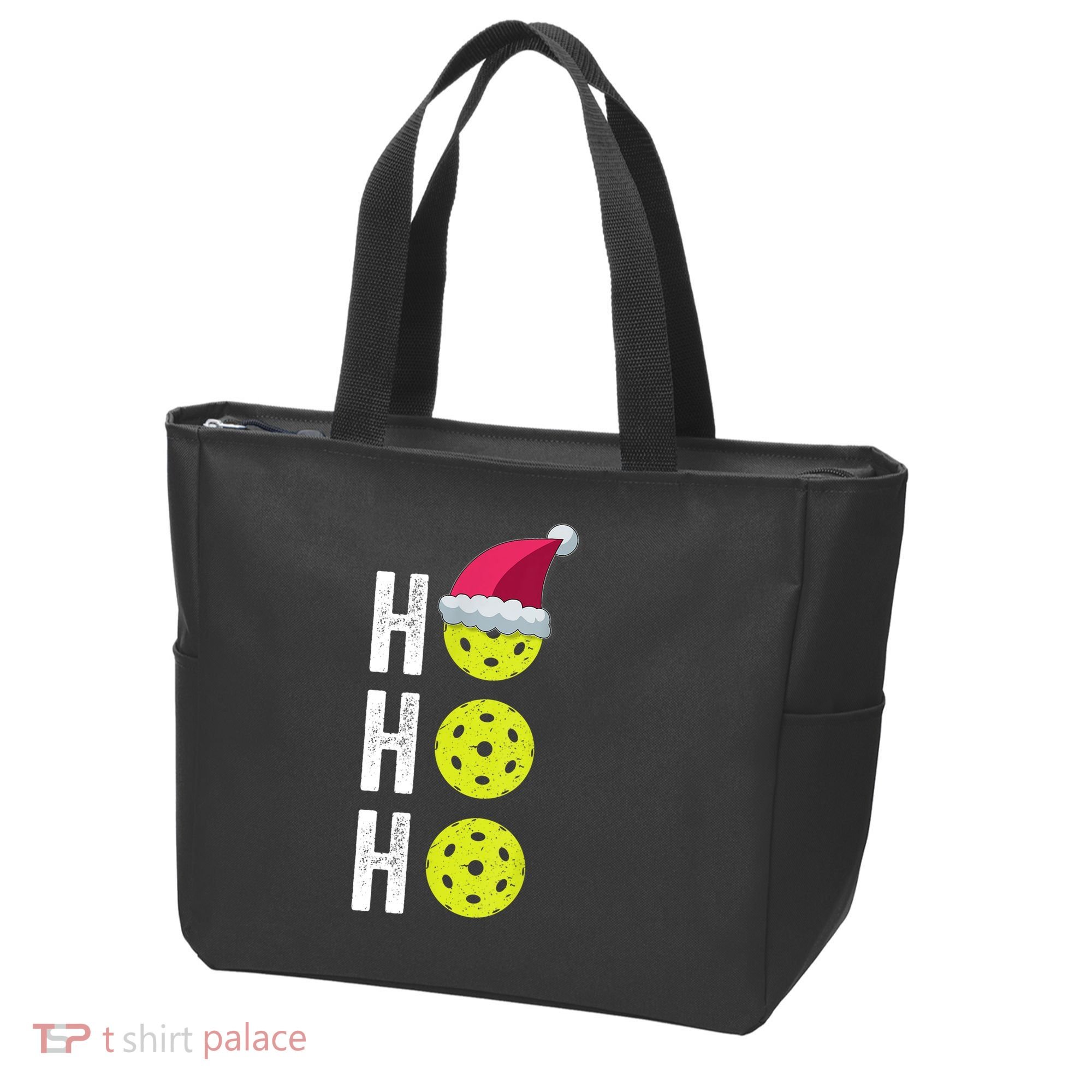 Pickleball Christmas Funny Santa Hat Holiday Ho Ho Ho Gift TShirt Tote Bag