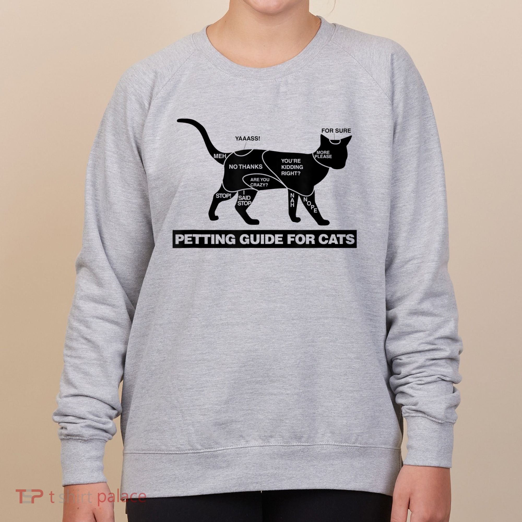 Petting Chart For A Cat Funny How To Pet A Cat Meme Women's Sweatshirt
