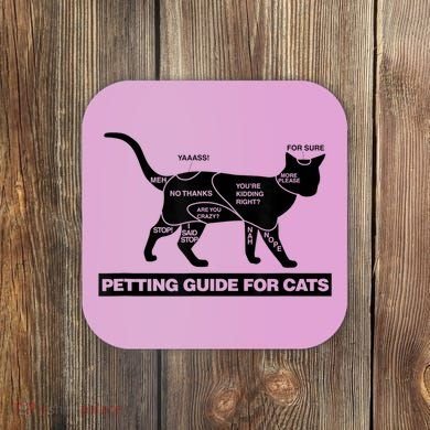 Petting Chart For A Cat Funny How To Pet A Cat Meme Coaster