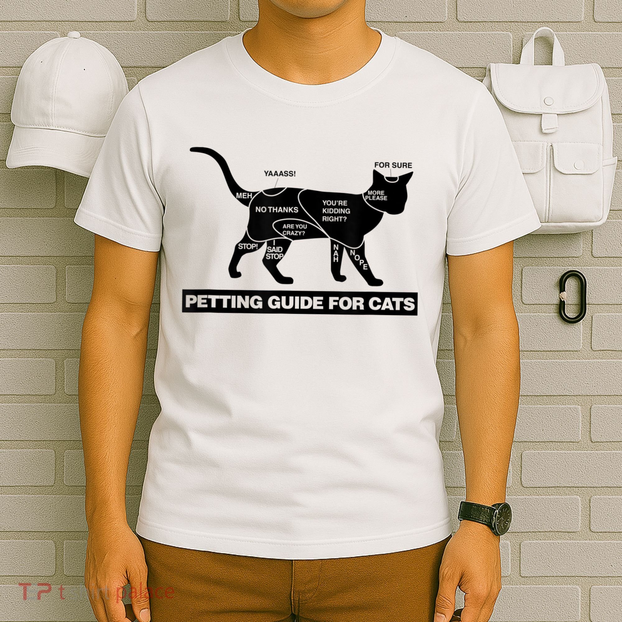 Petting Chart For A Cat Funny How To Pet A Cat Meme T-Shirt