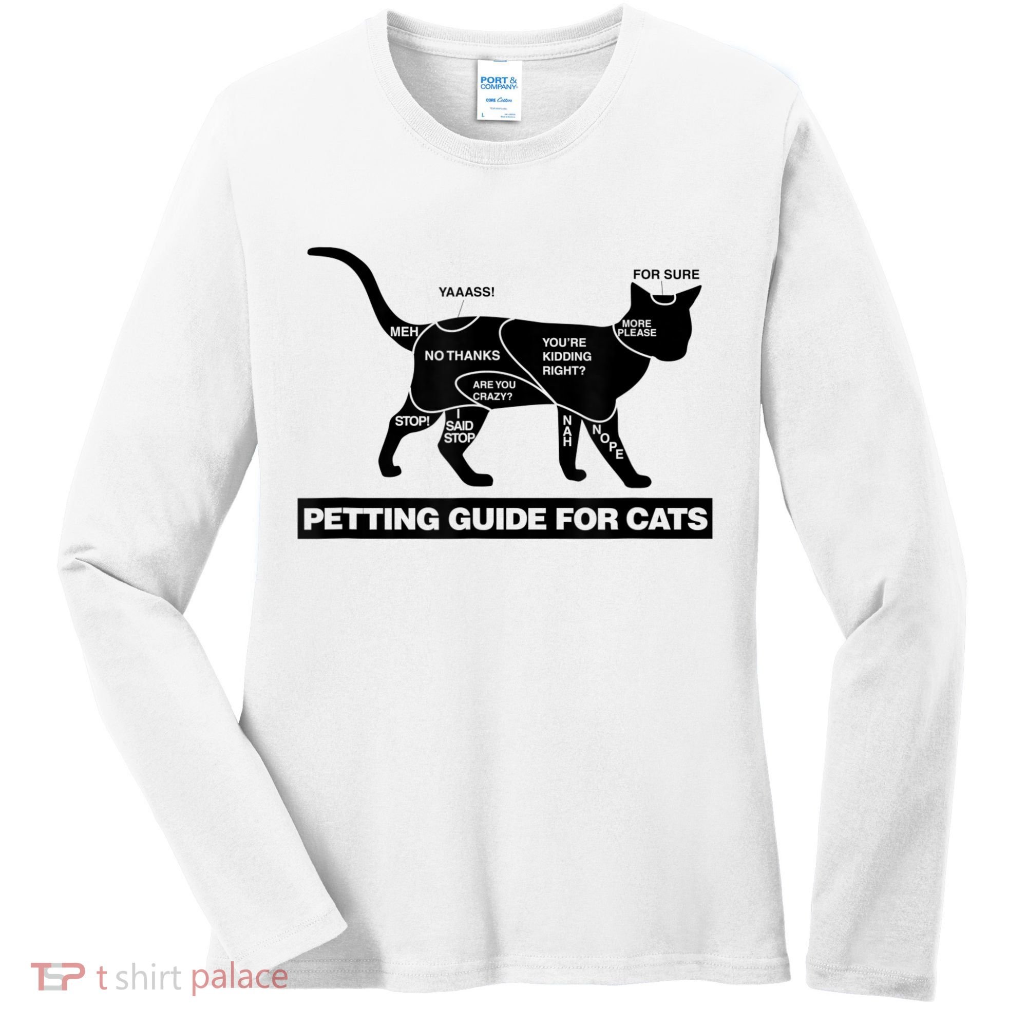 Petting Chart For A Cat Funny How To Pet A Cat Meme Women's Long Sleeve Shirt