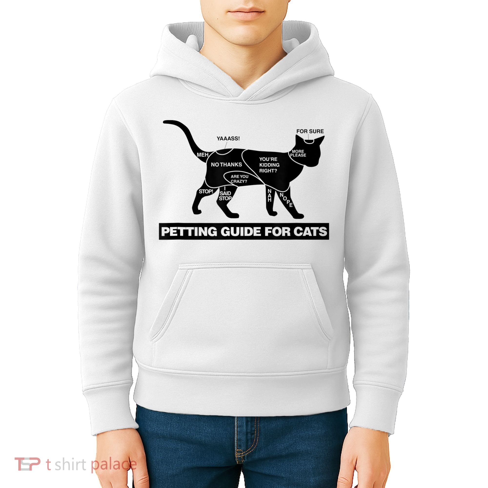 Petting Chart For A Cat Funny How To Pet A Cat Meme Kids Hoodie
