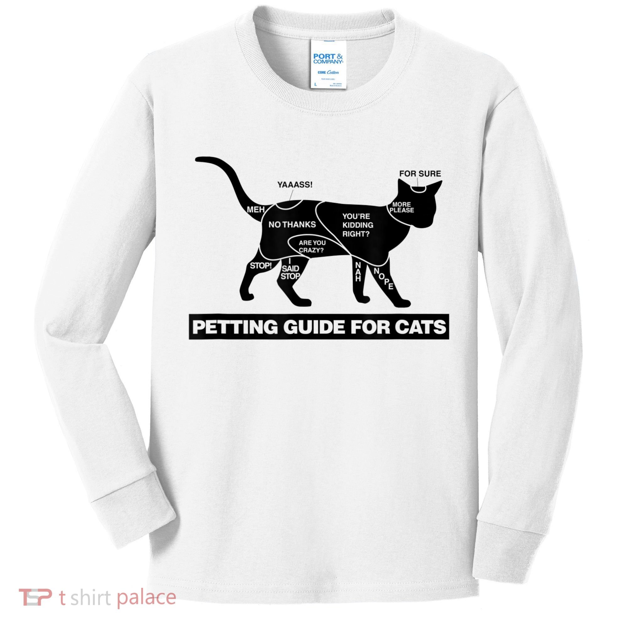 Petting Chart For A Cat Funny How To Pet A Cat Meme Kids Long Sleeve Shirt