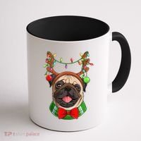 Pug Christmas Festive Cute Coffee Mug thumb 1