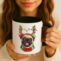 Pug Christmas Festive Cute Coffee Mug thumb 3