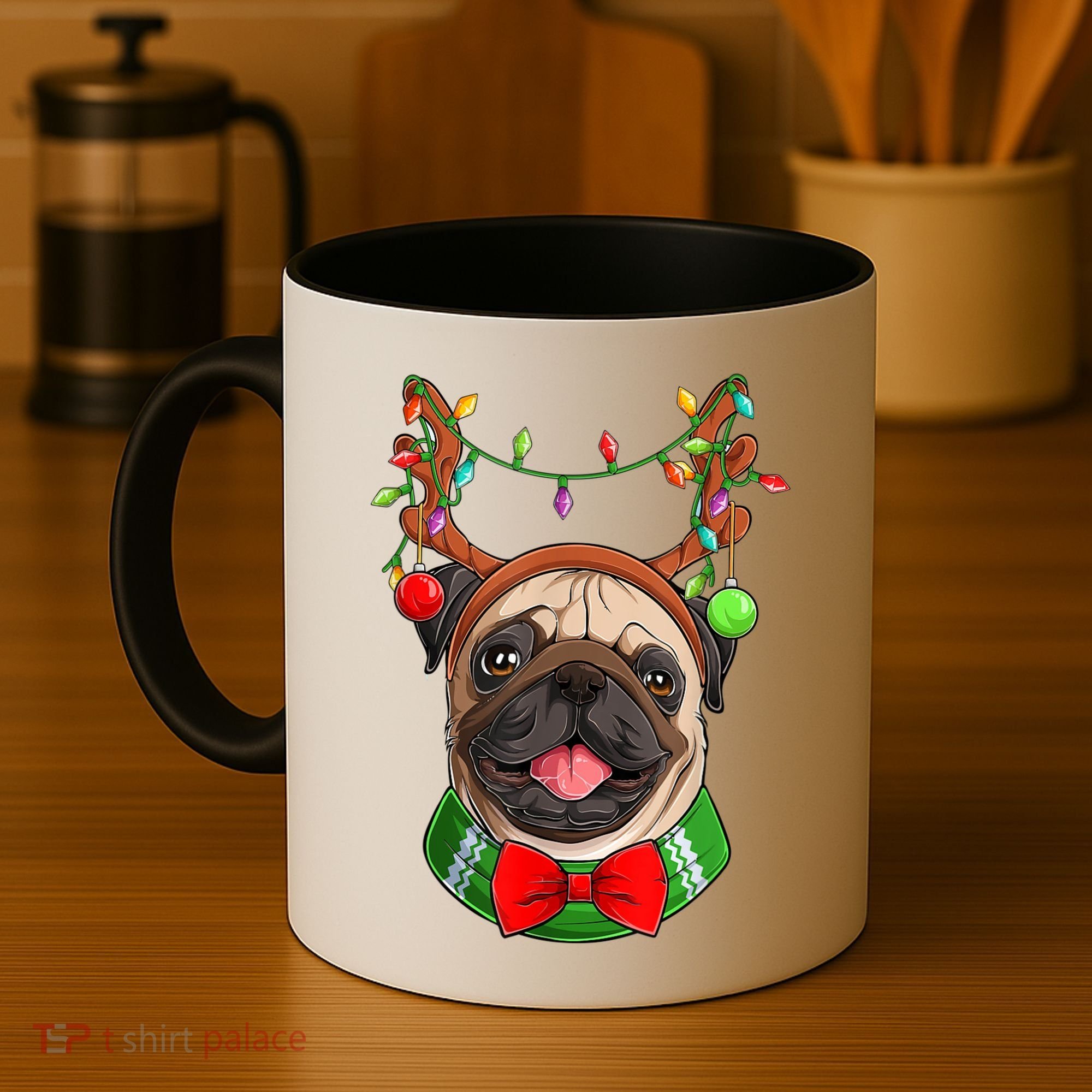 Pug Christmas Festive Cute Coffee Mug