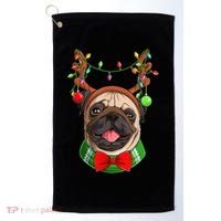 Pug Christmas Festive Cute Golf Towel thumb 0