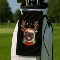 Pug Christmas Festive Cute Golf Towel thumb 2
