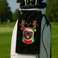 Pug Christmas Festive Cute Golf Towel thumb 2