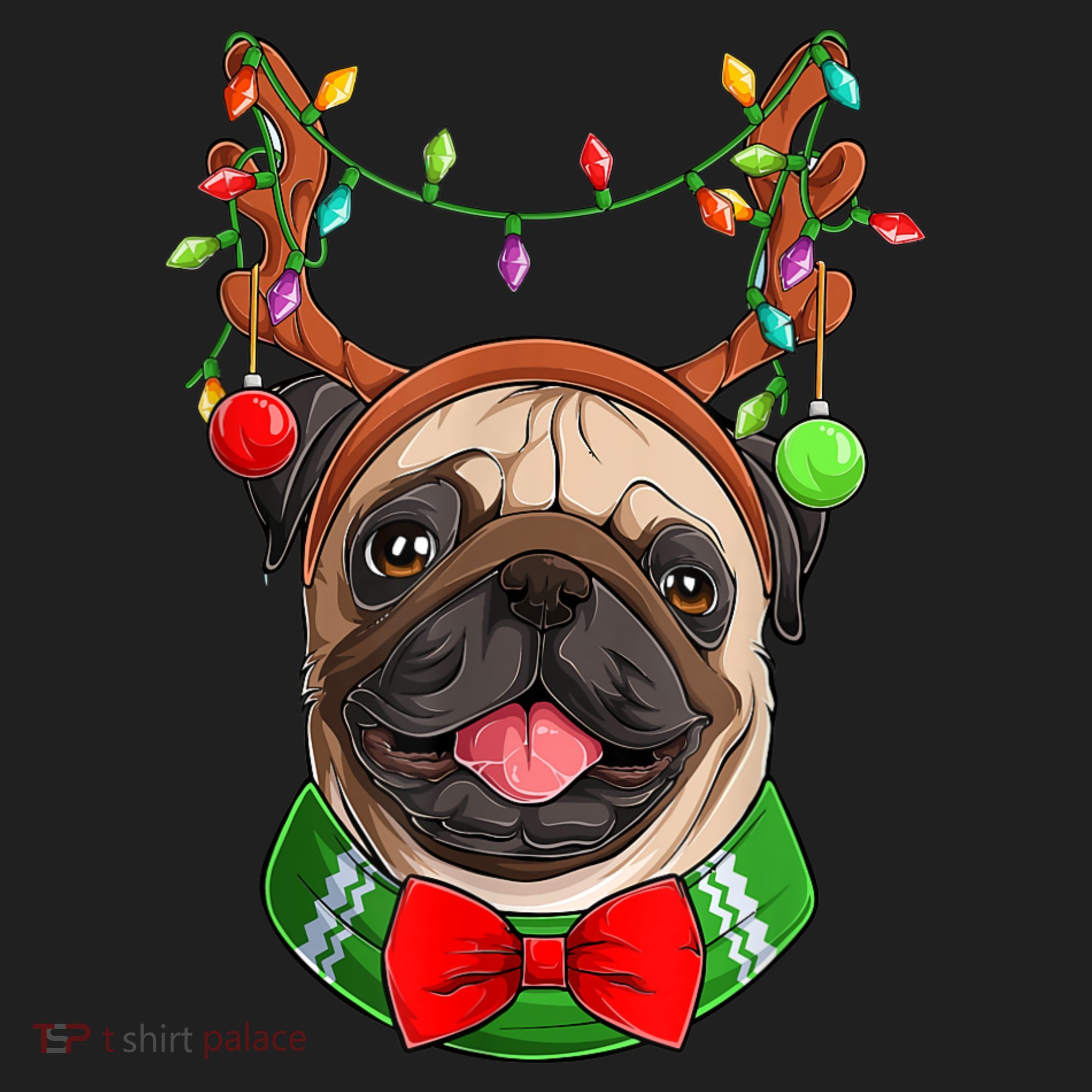 Pug Christmas Festive Cute Golf Towel