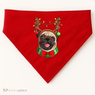 Pug Christmas Festive Cute USA-Made Doggie Bandana