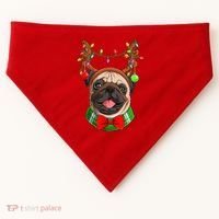 Pug Christmas Festive Cute USA-Made Doggie Bandana thumb 0