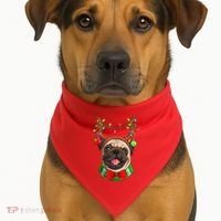 Pug Christmas Festive Cute USA-Made Doggie Bandana thumb 1