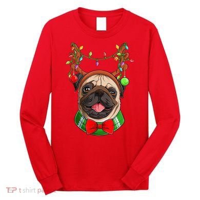 Pug Christmas Festive Cute Long Sleeve Shirt