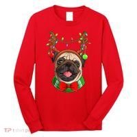 Pug Christmas Festive Cute Long Sleeve Shirt thumb 0