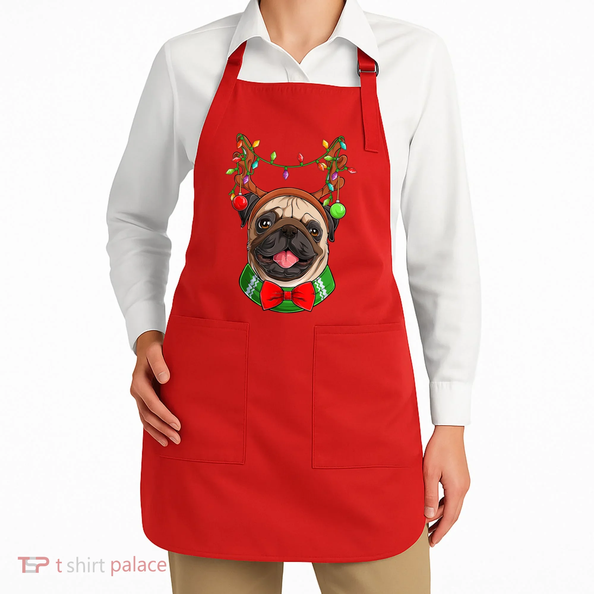 Pug Christmas Festive Cute Apron