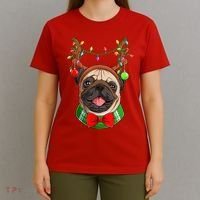 Pug Christmas Festive Cute T-Shirt thumb 4