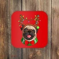 Pug Christmas Festive Cute Coaster thumb 0