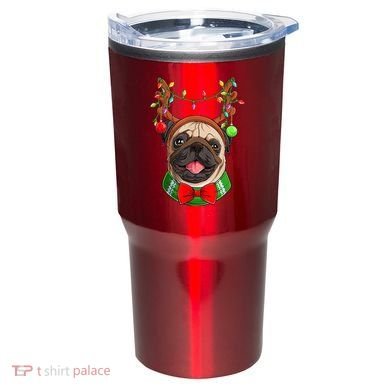 Pug Christmas Festive Cute Tumbler