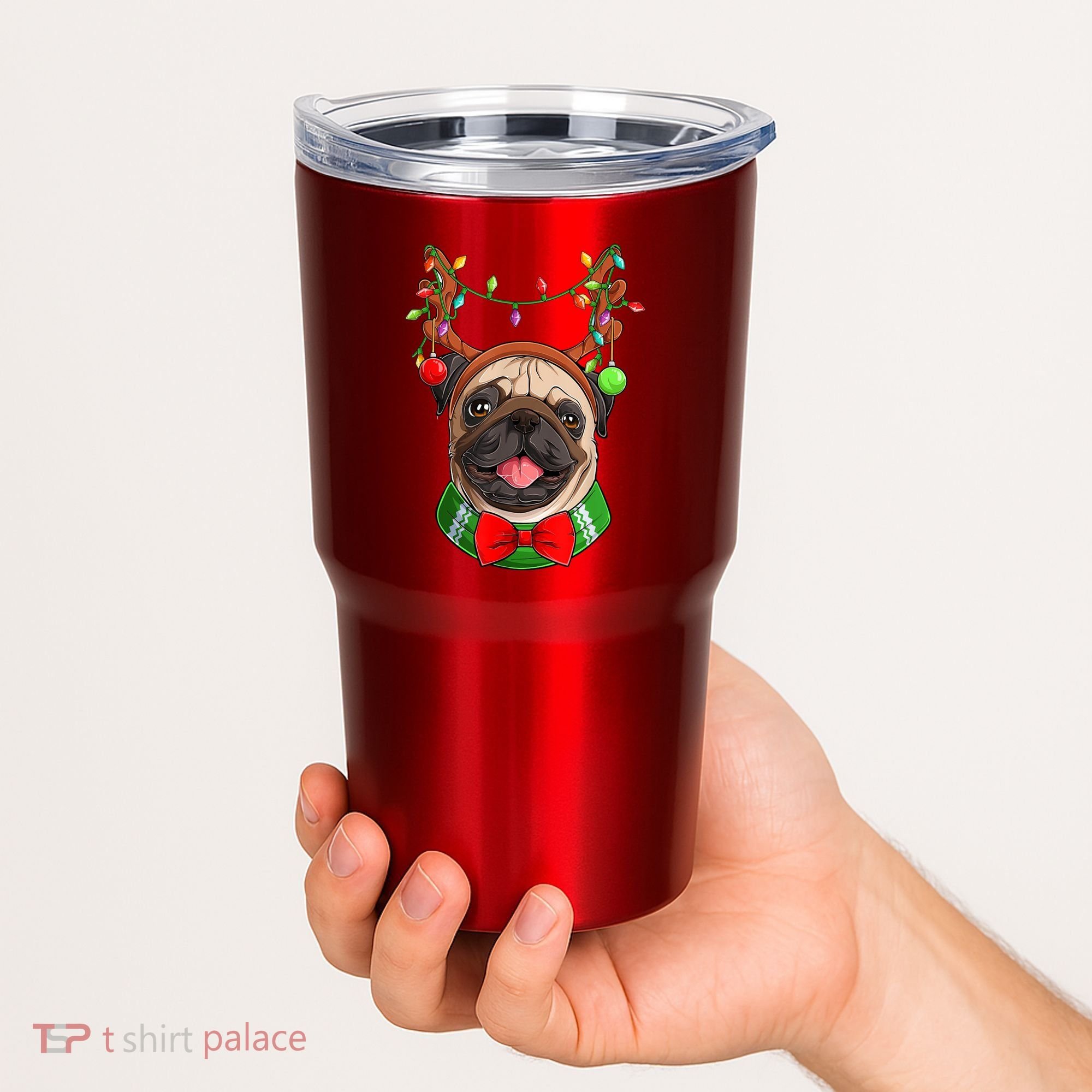 Pug Christmas Festive Cute Tumbler
