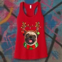 Pug Christmas Festive Cute Women's Tank Top thumb 3