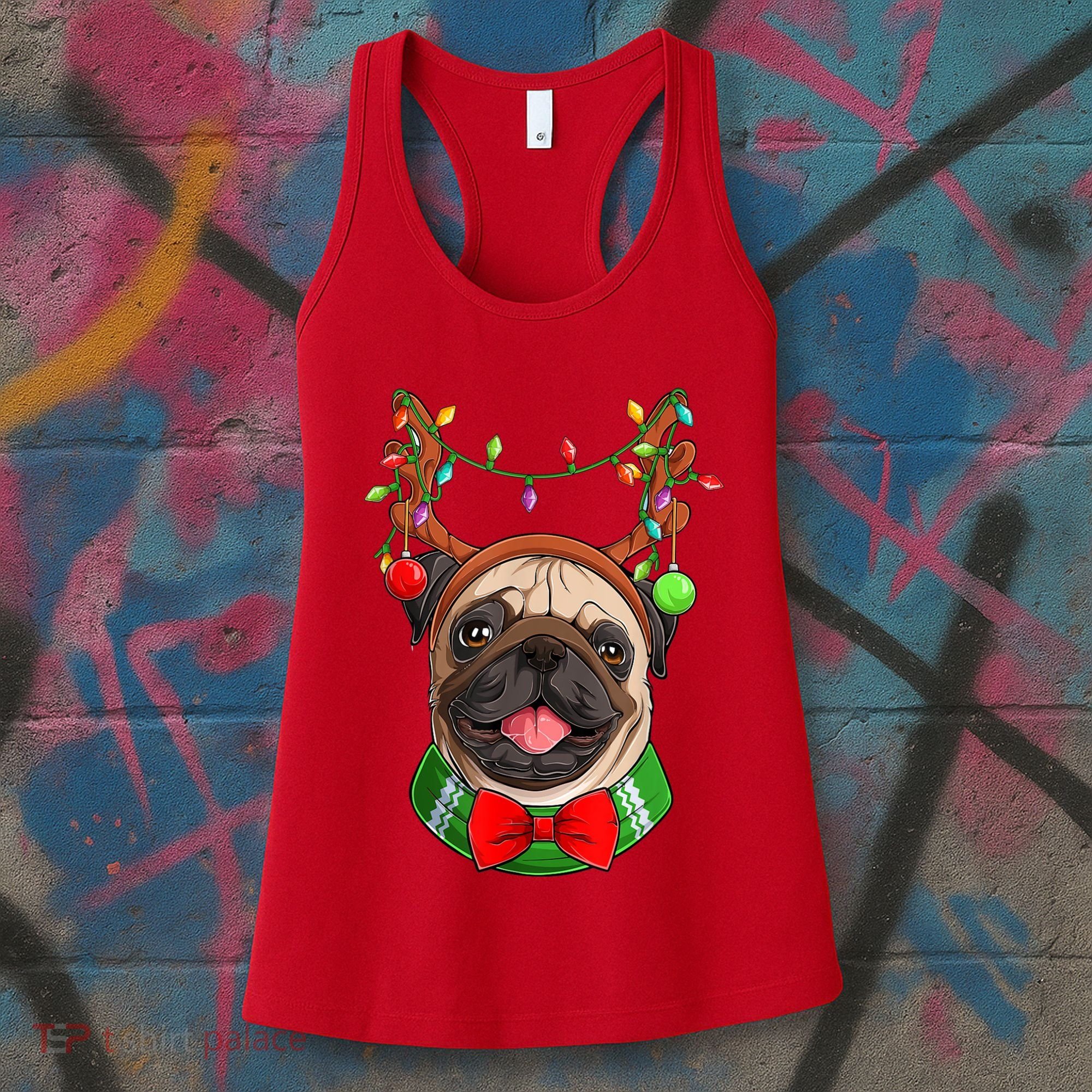 Pug Christmas Festive Cute Women's Tank Top