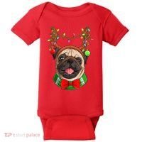 Pug Christmas Festive Cute Baby Bodysuit thumb 0
