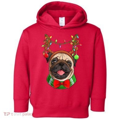 Pug Christmas Festive Cute Toddler Hoodie