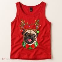 Pug Christmas Festive Cute Tank Top thumb 2