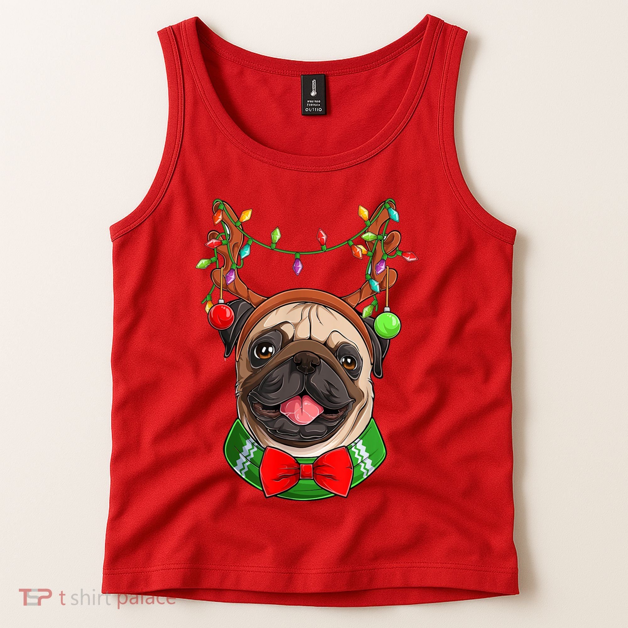 Pug Christmas Festive Cute Tank Top