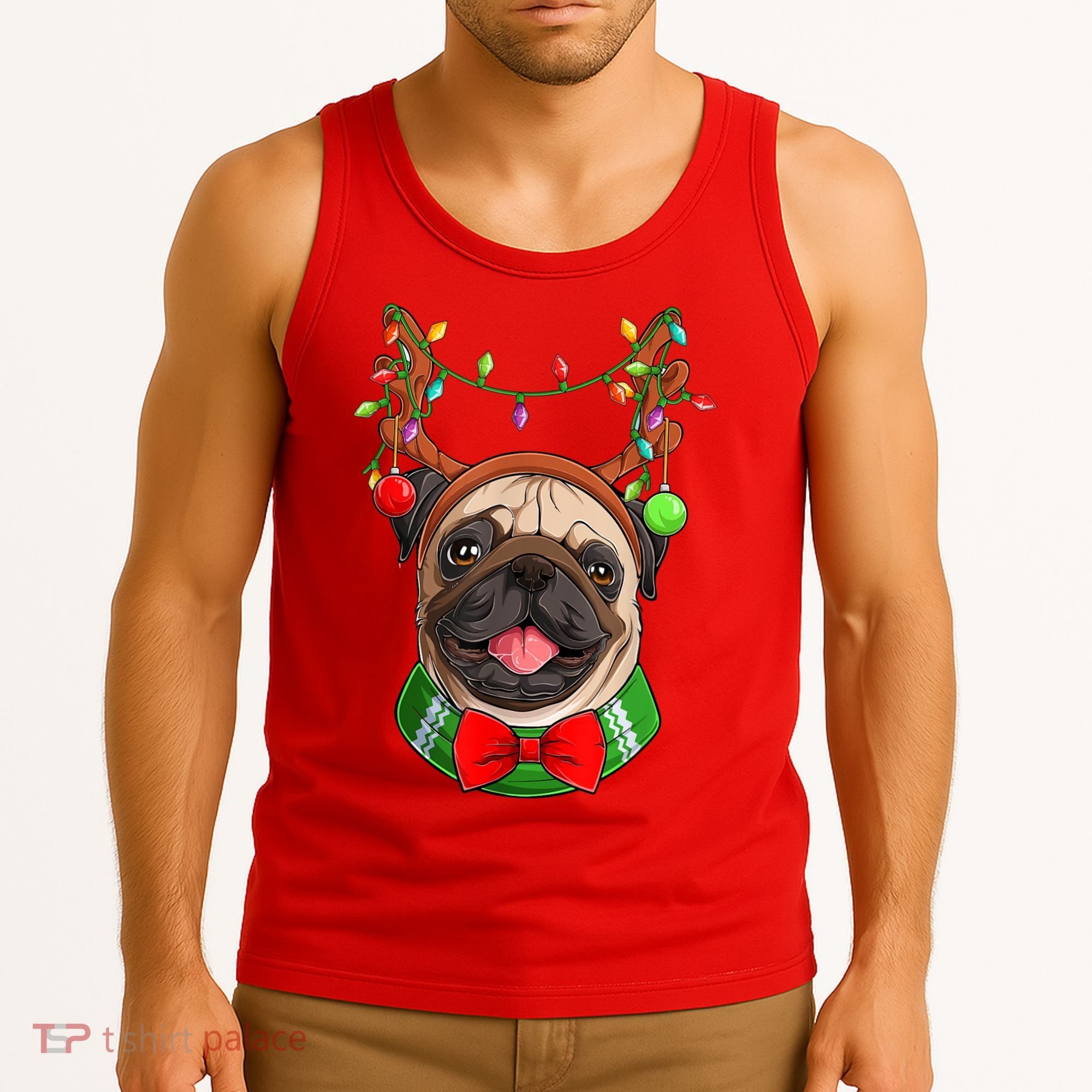 Pug Christmas Festive Cute Tank Top