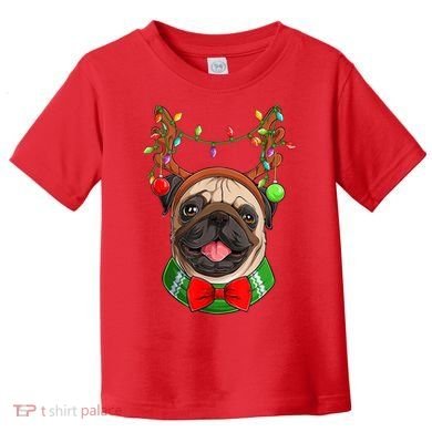 Pug Christmas Festive Cute Toddler T-Shirt