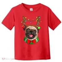 Pug Christmas Festive Cute Toddler T-Shirt thumb 0