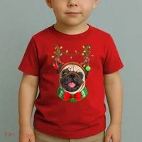 Pug Christmas Festive Cute Toddler T-Shirt thumb 2