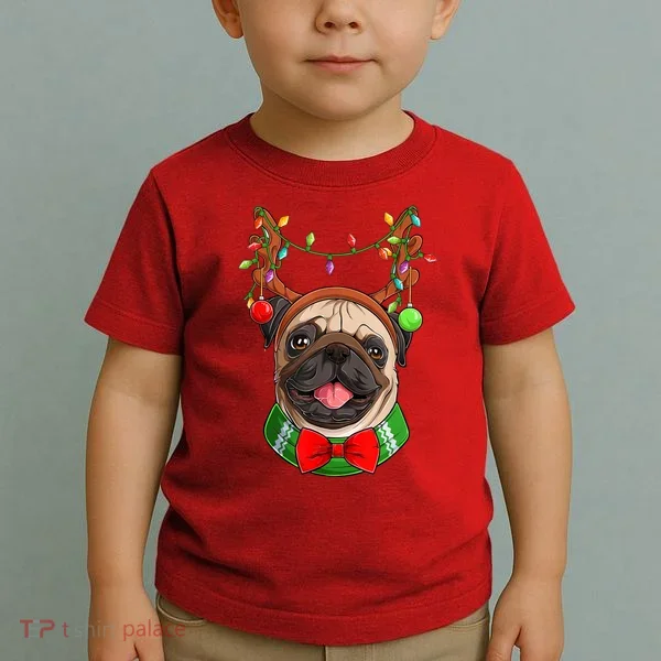 Pug Christmas Festive Cute Toddler T-Shirt
