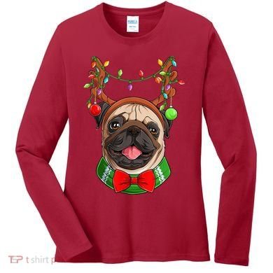 Pug Christmas Festive Cute Women's Long Sleeve Shirt