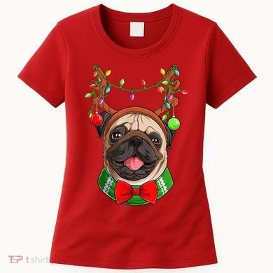 Pug Christmas Festive Cute Women's T-Shirt