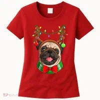 Pug Christmas Festive Cute Women's T-Shirt thumb 0