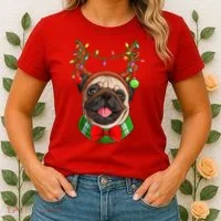 Pug Christmas Festive Cute Women's T-Shirt thumb 2