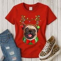 Pug Christmas Festive Cute Women's T-Shirt thumb 3