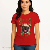 Pug Christmas Festive Cute Women's T-Shirt thumb 4