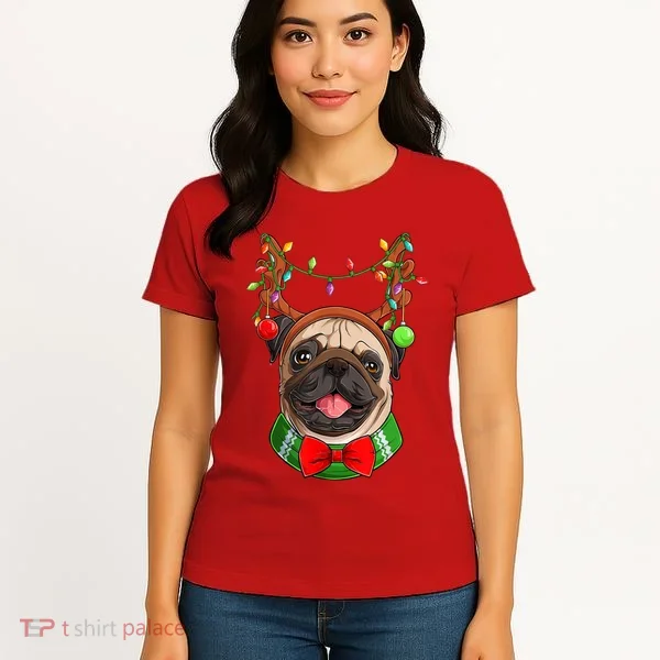 Pug Christmas Festive Cute Women's T-Shirt