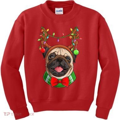 Pug Christmas Festive Cute Kids Sweatshirt