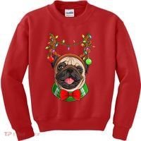Pug Christmas Festive Cute Kids Sweatshirt thumb 0